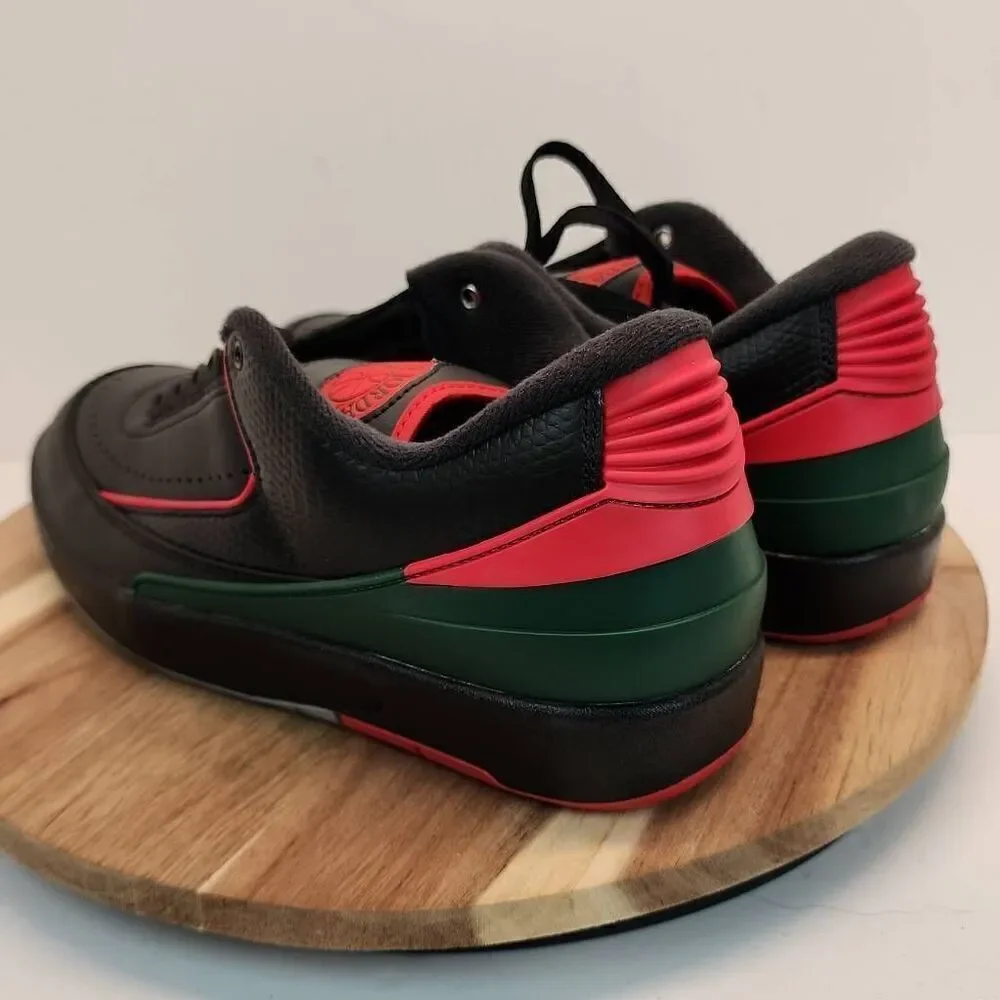 Air Jordan 2 Low Origins Men's Size 9.5 Black Fire Red and Fir Green